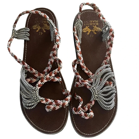 Rabbit Rabbit Braided ROME Toe Cross Sandals. Size 41‎ 10.5 11 - Picture 1 of 6
